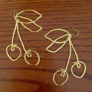 J. Crew Cherry Gold Earrings 🍒